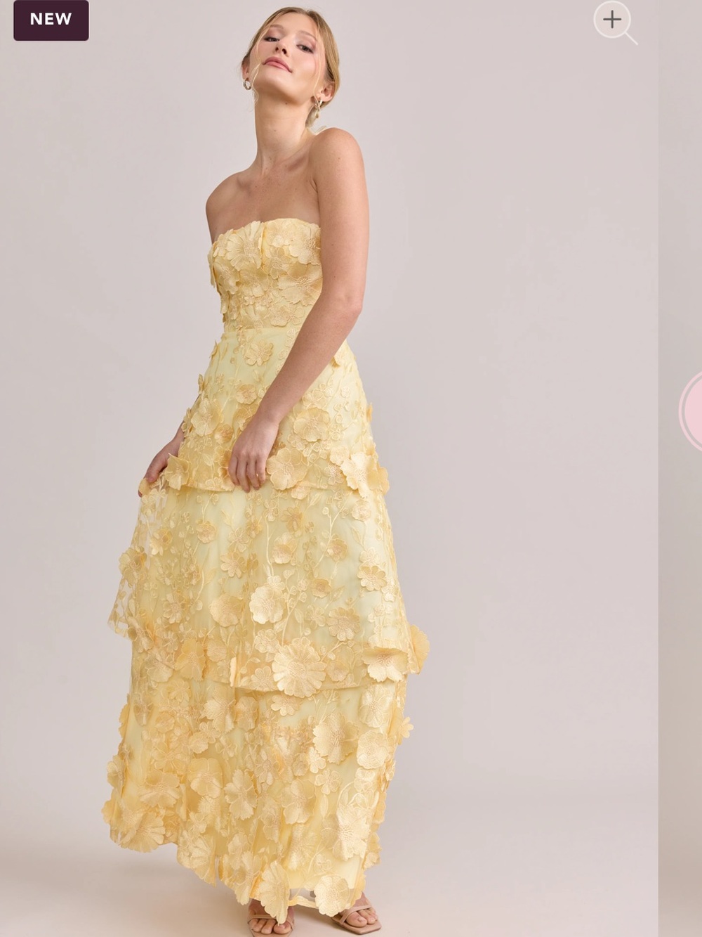 Revelry Yellow Flora Appliqué Dress